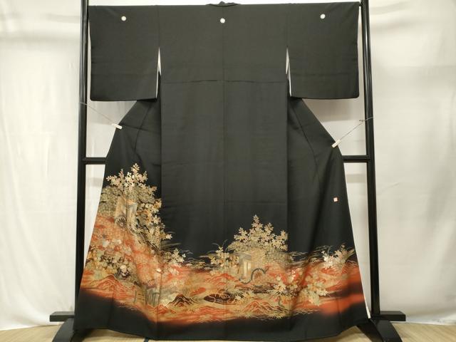 平和屋着物■豪華黒留袖　泰常　流水御所車花文　松竹梅　暈し染め　金彩　正絹　逸品　CABL3672ev