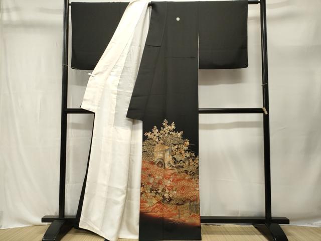 平和屋着物■豪華黒留袖　泰常　流水御所車花文　松竹梅　暈し染め　金彩　正絹　逸品　CABL3672ev