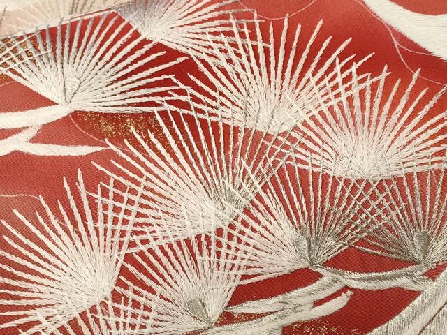 平和屋着物■豪華黒留袖　総刺繍　松葉飛鶴文　暈し染め　金彩　正絹　逸品　CABL3674ev