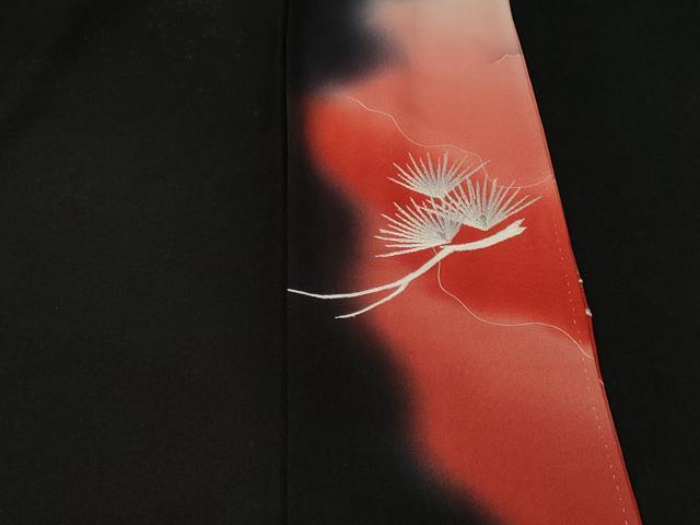 平和屋着物■豪華黒留袖　総刺繍　松葉飛鶴文　暈し染め　金彩　正絹　逸品　CABL3674ev