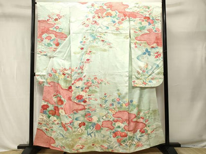 平和屋着物■豪華振袖　駒刺繍　流水笹梅花文　暈し染め　金彩　正絹　逸品　CABL3678ev