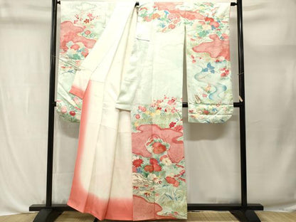 平和屋着物■豪華振袖　駒刺繍　流水笹梅花文　暈し染め　金彩　正絹　逸品　CABL3678ev