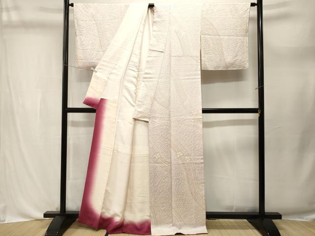 平和屋着物■上質な小紋　総絞り　よろけ縞舞蝶文　正絹　逸品　CABL3679ev