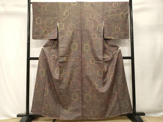 平和屋着物■上質な紬　亀甲重ね文　正絹　逸品　CABL3687ev