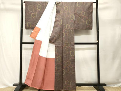 平和屋着物■上質な紬　亀甲重ね文　正絹　逸品　CABL3687ev