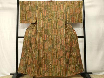 平和屋着物■上質な小紋　切嵌更紗枝花文　正絹　逸品　CABL3692ev