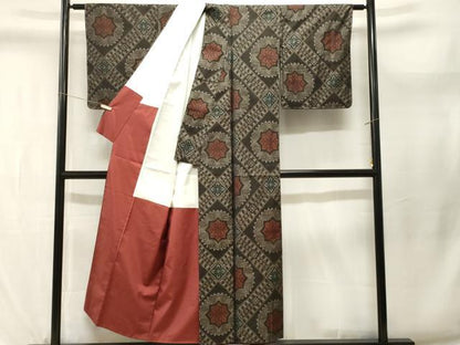 平和屋着物■本場大島紬　菱花文　正絹　逸品　CABL3694ev
