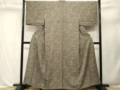 平和屋着物■上質な小紋　流水草花文　正絹　逸品　CABL3698ev