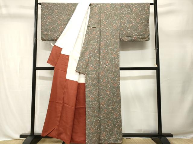 平和屋着物■上質な小紋　流水草花文　正絹　逸品　CABL3698ev