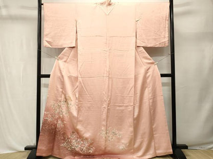 平和屋着物■中国三大刺繍　スワトウ刺繍　総刺繍　松皮菱草花文　シルエット　暈し染め　訪問着　　正絹　逸品　CABL3701ev