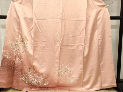 平和屋着物■中国三大刺繍　スワトウ刺繍　総刺繍　松皮菱草花文　シルエット　暈し染め　訪問着　　正絹　逸品　CABL3701ev