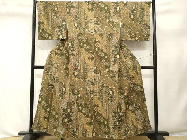 平和屋着物■上質な小紋　動物吉祥花文　鬼しぼ縮緬　正絹　逸品　CABL3702ev