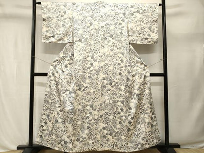 平和屋着物■上質な小紋　草花文　銀彩　正絹　逸品　CABL3704ev