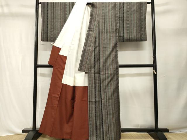 平和屋着物■上質な紬　100亀甲　吉祥間道　正絹　逸品　CABL3705ev