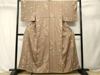 平和屋着物■上質な小紋　雪輪重ね草花文　金彩　正絹　逸品　CABL3706ev