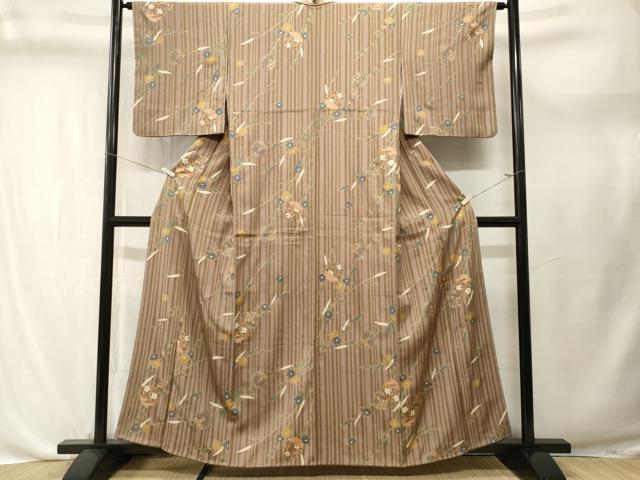 平和屋着物■上質な小紋　雪輪重ね草花文　金彩　正絹　逸品　CABL3706ev