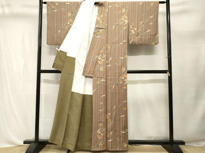 平和屋着物■上質な小紋　雪輪重ね草花文　金彩　正絹　逸品　CABL3706ev