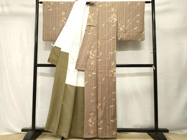 平和屋着物■上質な小紋　雪輪重ね草花文　金彩　正絹　逸品　CABL3706ev