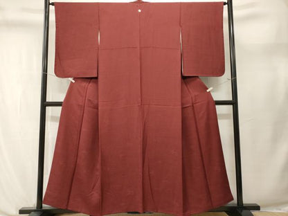 平和屋着物■上質な色無地　松竹梅風景地紋　葡萄茶色　正絹　逸品　CABL3715ev