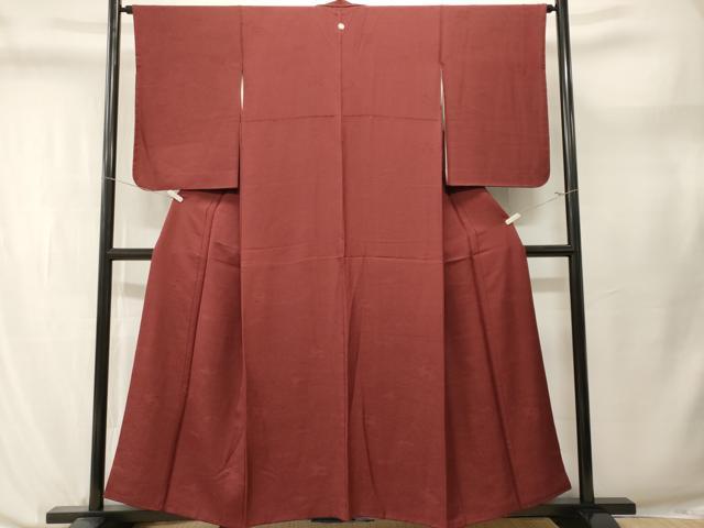 平和屋着物■上質な色無地　松竹梅風景地紋　葡萄茶色　正絹　逸品　CABL3715ev