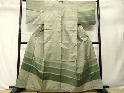 平和屋着物■訪問着　紬地　横段文　正絹　逸品　CABL3716ev