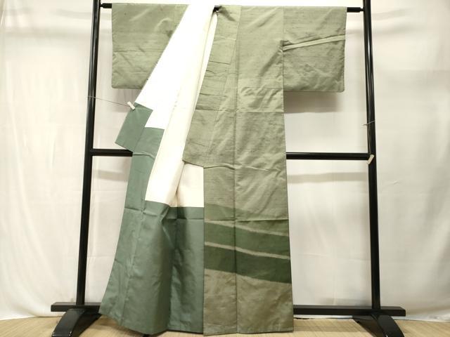 平和屋着物■訪問着　紬地　横段文　正絹　逸品　CABL3716ev