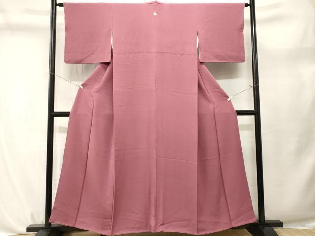 平和屋着物■ファッションデザイナー 花井幸子　色無地　退紅色　鬼しぼ縮緬　正絹　逸品　CABL3718ev