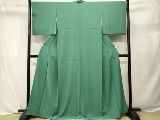 平和屋着物■上質な色無地　木賊色　正絹　逸品　CABL3720ev