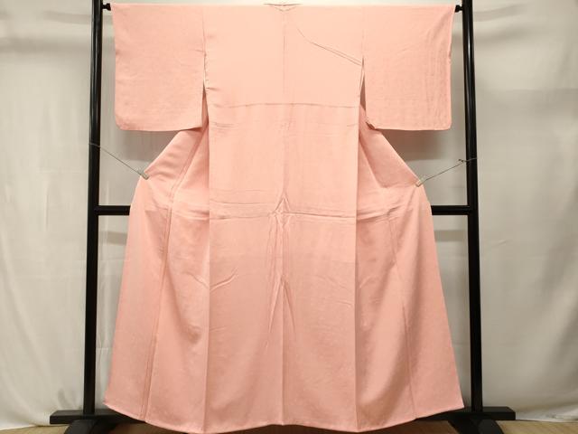 平和屋着物■上質な色無地　枝葉舞蝶地紋　曙色　正絹　逸品　CABL3722ev