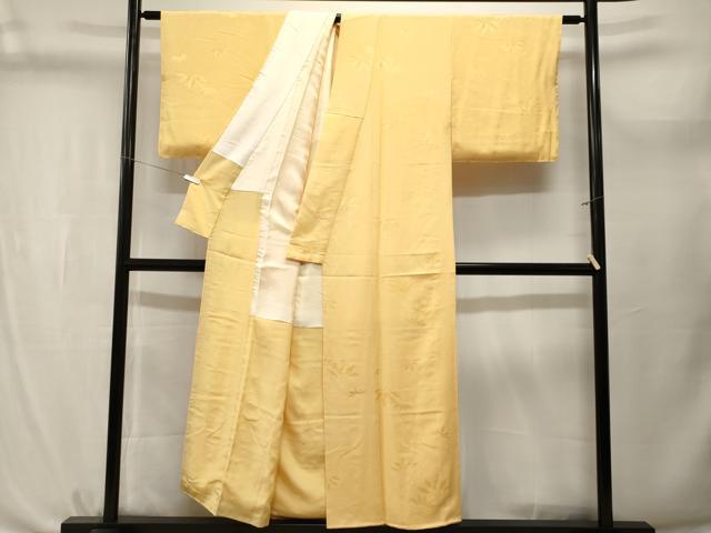 平和屋着物■上質な色無地　桐地紋　卵色　正絹　逸品　CABL3724ev