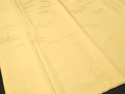 平和屋着物■上質な色無地　桐地紋　卵色　正絹　逸品　CABL3724ev