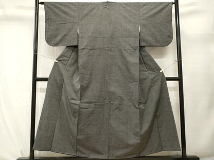 平和屋着物■上質な紬　縞　黒地　正絹　逸品　CABL3726ev