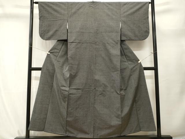 平和屋着物■上質な紬　縞　黒地　正絹　逸品　CABL3726ev