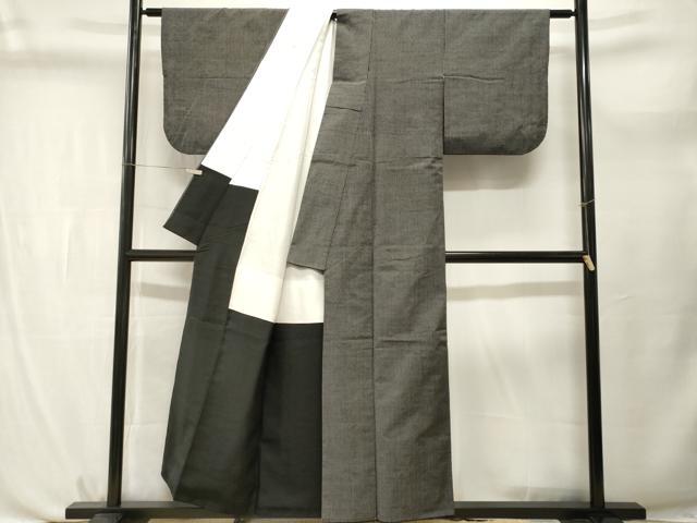 平和屋着物■上質な紬　縞　黒地　正絹　逸品　CABL3726ev