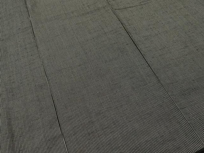 平和屋着物■上質な紬　縞　黒地　正絹　逸品　CABL3726ev
