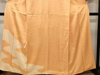平和屋着物■訪問着　刺繍　絞り　青海波地紋　正絹　逸品　CABL3731ev