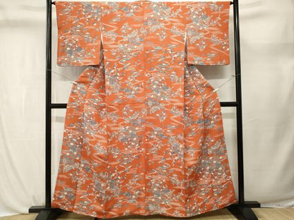 平和屋着物■上質な小紋　型染め　松竹梅御所解文　鬼しぼ縮緬　阪急百貨店扱い　正絹　逸品　CABL3736ev