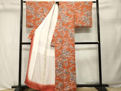平和屋着物■上質な小紋　型染め　松竹梅御所解文　鬼しぼ縮緬　阪急百貨店扱い　正絹　逸品　CABL3736ev