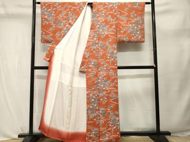 平和屋着物■上質な小紋　型染め　松竹梅御所解文　鬼しぼ縮緬　阪急百貨店扱い　正絹　逸品　CABL3736ev