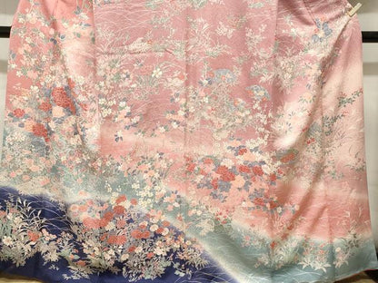 平和屋着物■訪問着　芒　地紙枝花文　暈し染め　金銀彩　正絹　逸品　CABL3738ev