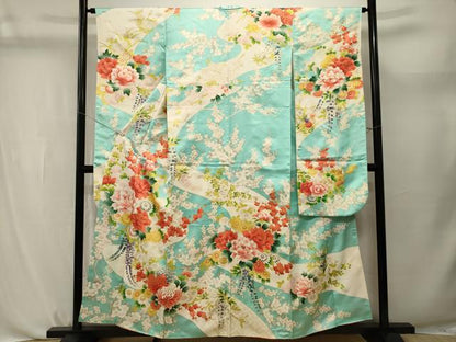 平和屋着物■豪華振袖　駒刺繍　枝花文　藤花房　金彩　正絹　逸品　CABL3739ev