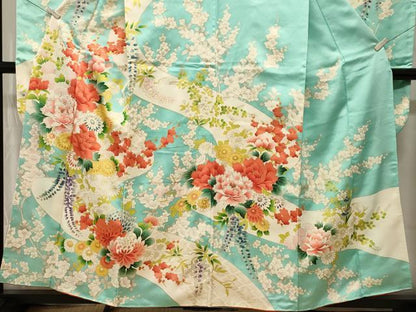 平和屋着物■豪華振袖　駒刺繍　枝花文　藤花房　金彩　正絹　逸品　CABL3739ev