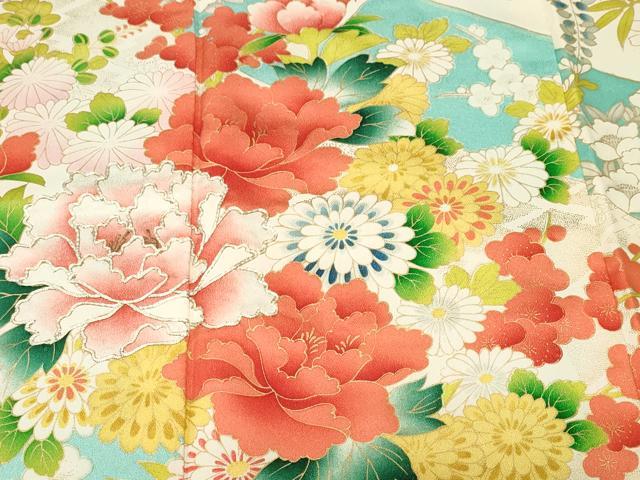 平和屋着物■豪華振袖　駒刺繍　枝花文　藤花房　金彩　正絹　逸品　CABL3739ev
