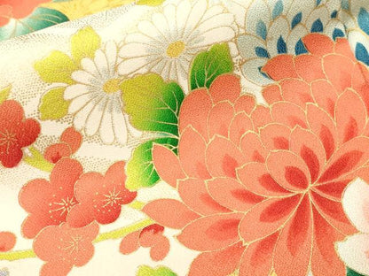 平和屋着物■豪華振袖　駒刺繍　枝花文　藤花房　金彩　正絹　逸品　CABL3739ev