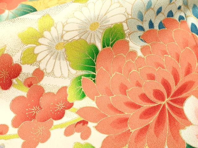 平和屋着物■豪華振袖　駒刺繍　枝花文　藤花房　金彩　正絹　逸品　CABL3739ev