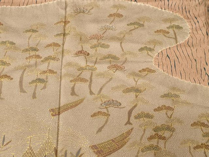平和屋着物■訪問着　刺繍　舟　枝松文　金彩　正絹　逸品　CABL3741ev