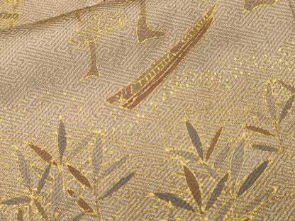 平和屋着物■訪問着　刺繍　舟　枝松文　金彩　正絹　逸品　CABL3741ev