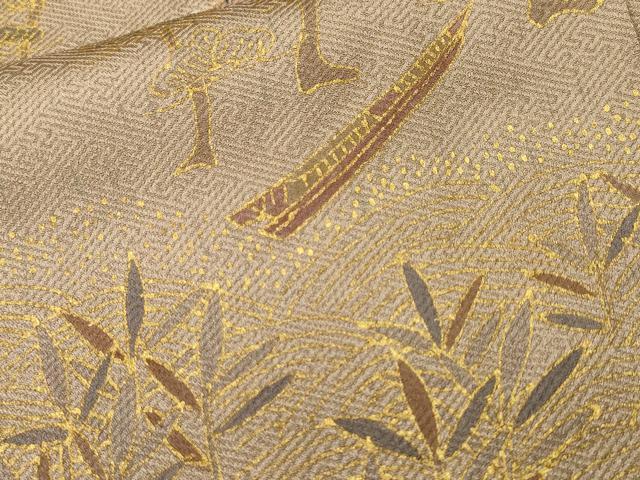 平和屋着物■訪問着　刺繍　舟　枝松文　金彩　正絹　逸品　CABL3741ev