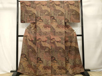 平和屋着物■上質な小紋　切嵌吉祥花文　鬼しぼ縮緬　正絹　逸品　CABL3743ev