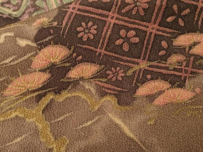 平和屋着物■上質な小紋　切嵌吉祥花文　鬼しぼ縮緬　正絹　逸品　CABL3743ev